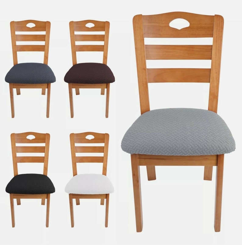 Dining Chair Seat Covers Stretch Jacquard Cushion Slipcovers Etsy UK
