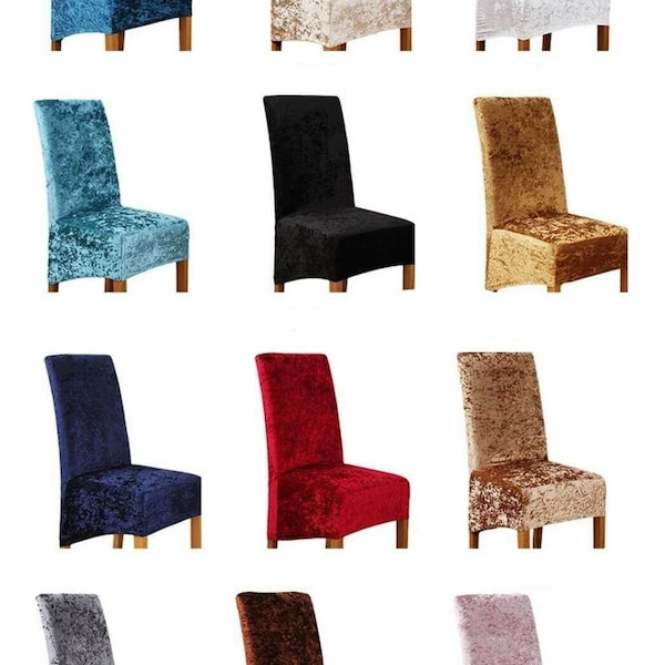 Crushed Velvet Dining Chair Covers Stretchable Christmas Slipcover Decor
