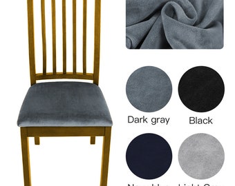 Velvet Stretch Dining Chair Seat Covers Removable Cushion Slipcovers Protector