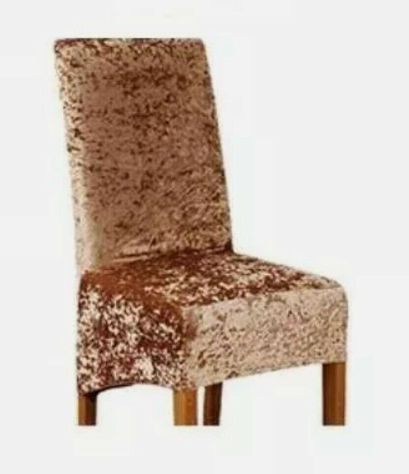 Set of 4 Crushed Velvet Dining Chair Covers Stretchable Etsy UK