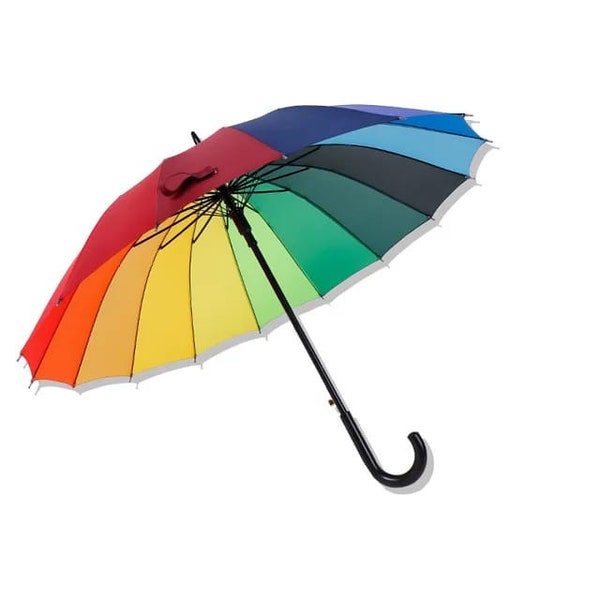 16Rib Rainbow Golf Umbrella Ultra Durable Deluxe Strong Windproof Large Canopy