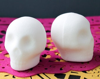 Set of 2 Small White Handmade Blank Sugar Skulls