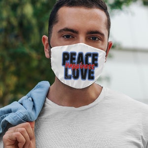 Peace love happiness face mask cloth covering