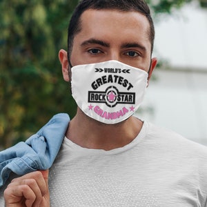 Worlds greatest rock star grandma face mask cloth covering