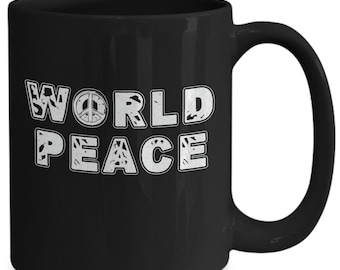 World peace coffee mug coffee java hot cold drinks hot cold drink black white java
