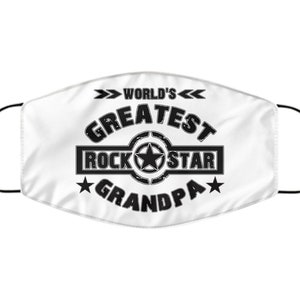 Worlds greatest rock star grandpa face mask cloth covering