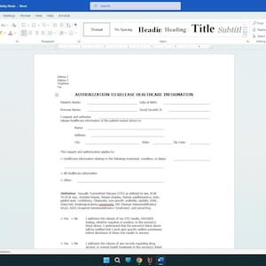 Authorization To Release Healthcare Information / Medical Records Release Physician Doctor Doc Template Download