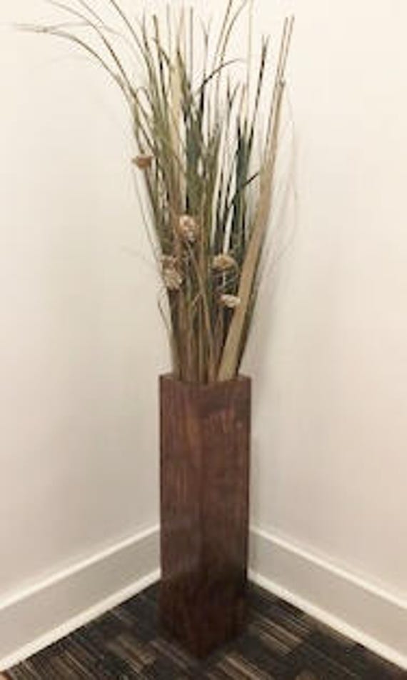 Wood Floor Vase 24" Tall x 5 25" Square Wedding Decor Home Decor wood floor vase 24 tall x 525 square