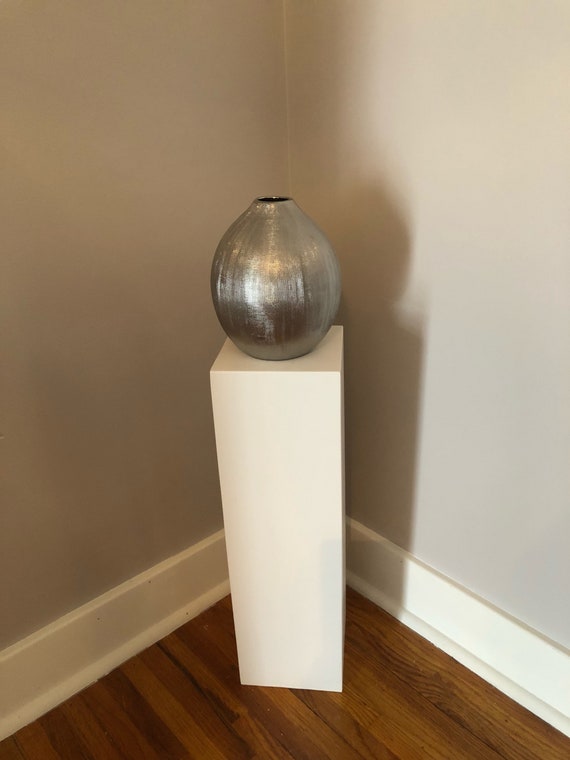 Wood Pedestal Vase Or Plant Stand 24 Tall 7 Etsy