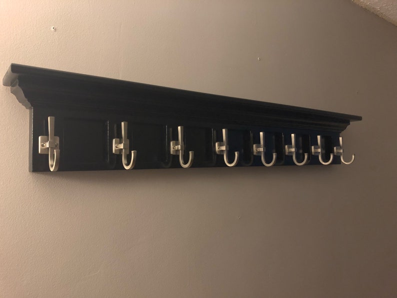 Wall Mounted Coat Rack 8 Hooks Shelf Crown Molding Etsy