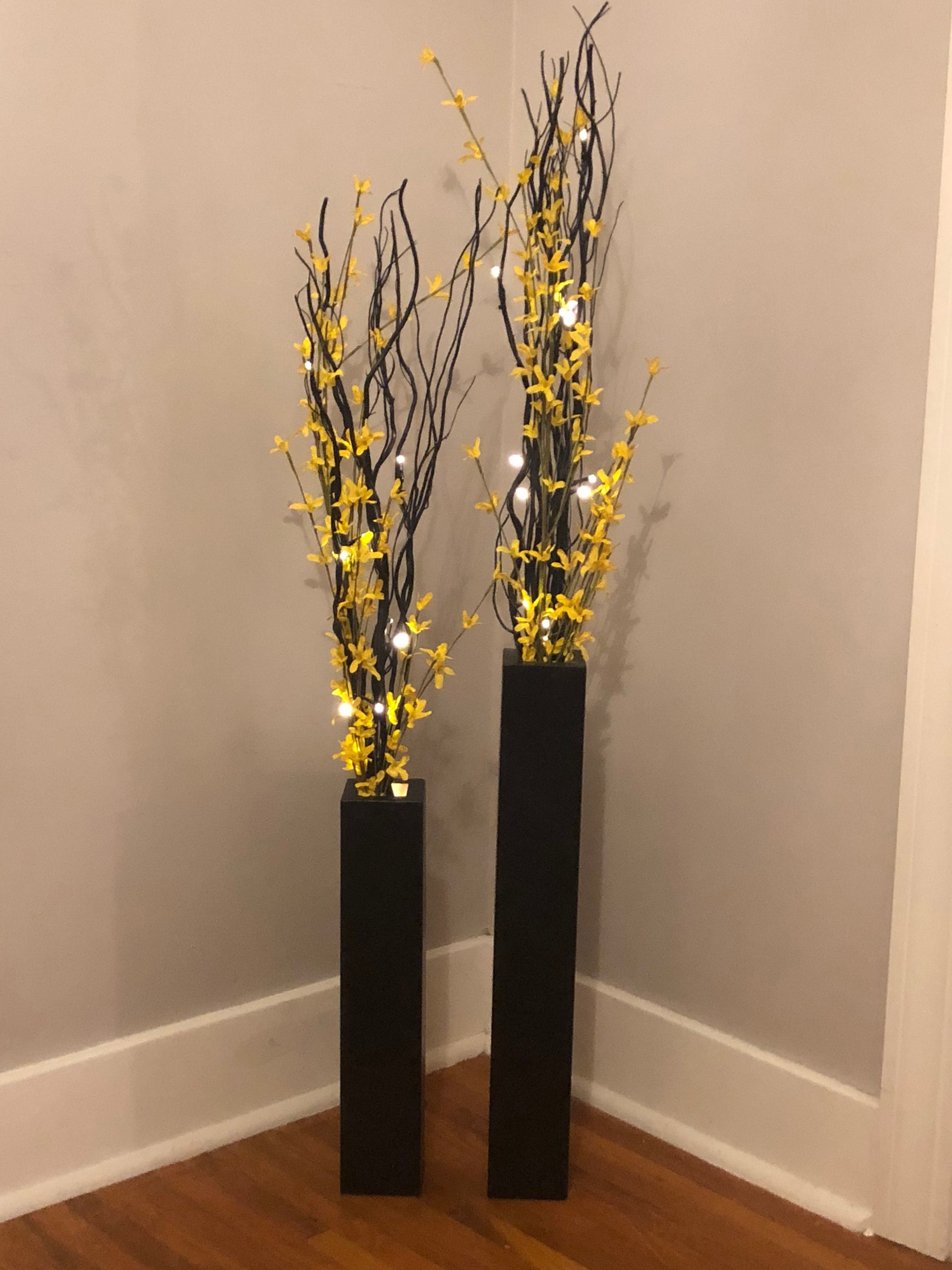 Wood Floor Vases Set of Two 24 Tall and 18 Tall Etsy