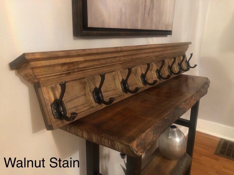 Wall Mounted Coat Rack 8 Hooks Shelf Crown Molding Etsy