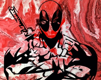 Deadpool Acrylic Abstract Painting-One of a Kind!