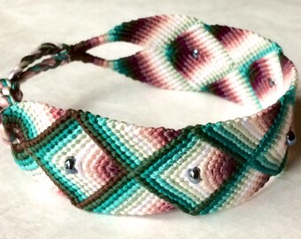Enchanted-Orchid Handwoven Bracelet with Hematite Czech Beads