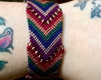 Enchanted-Orchid Handwoven Bracelet with Hematite Czech Beads