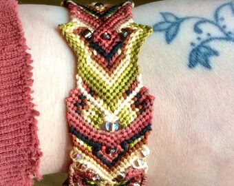 Enchanted-Orchid Handwoven Bracelet with Hematite Czech Beads