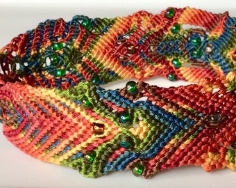 Enchanted-Orchid Handwoven Bracelet with Hematite Czech Beads