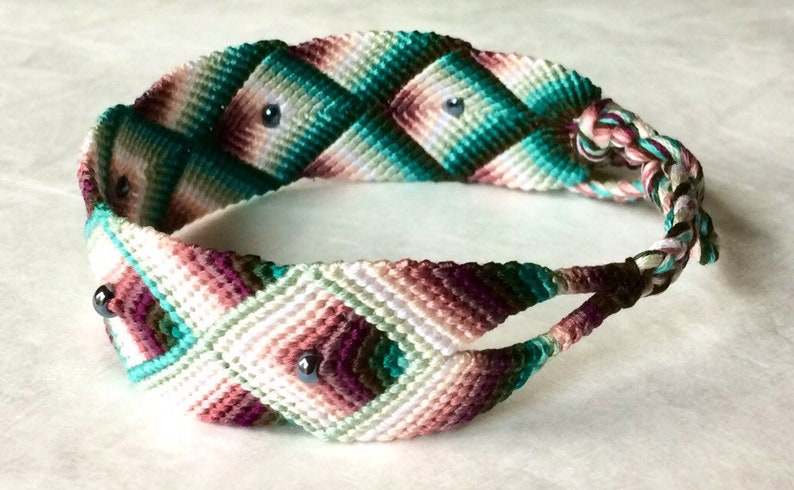 Enchanted-Orchid Handwoven Bracelet with Hematite Czech Beads