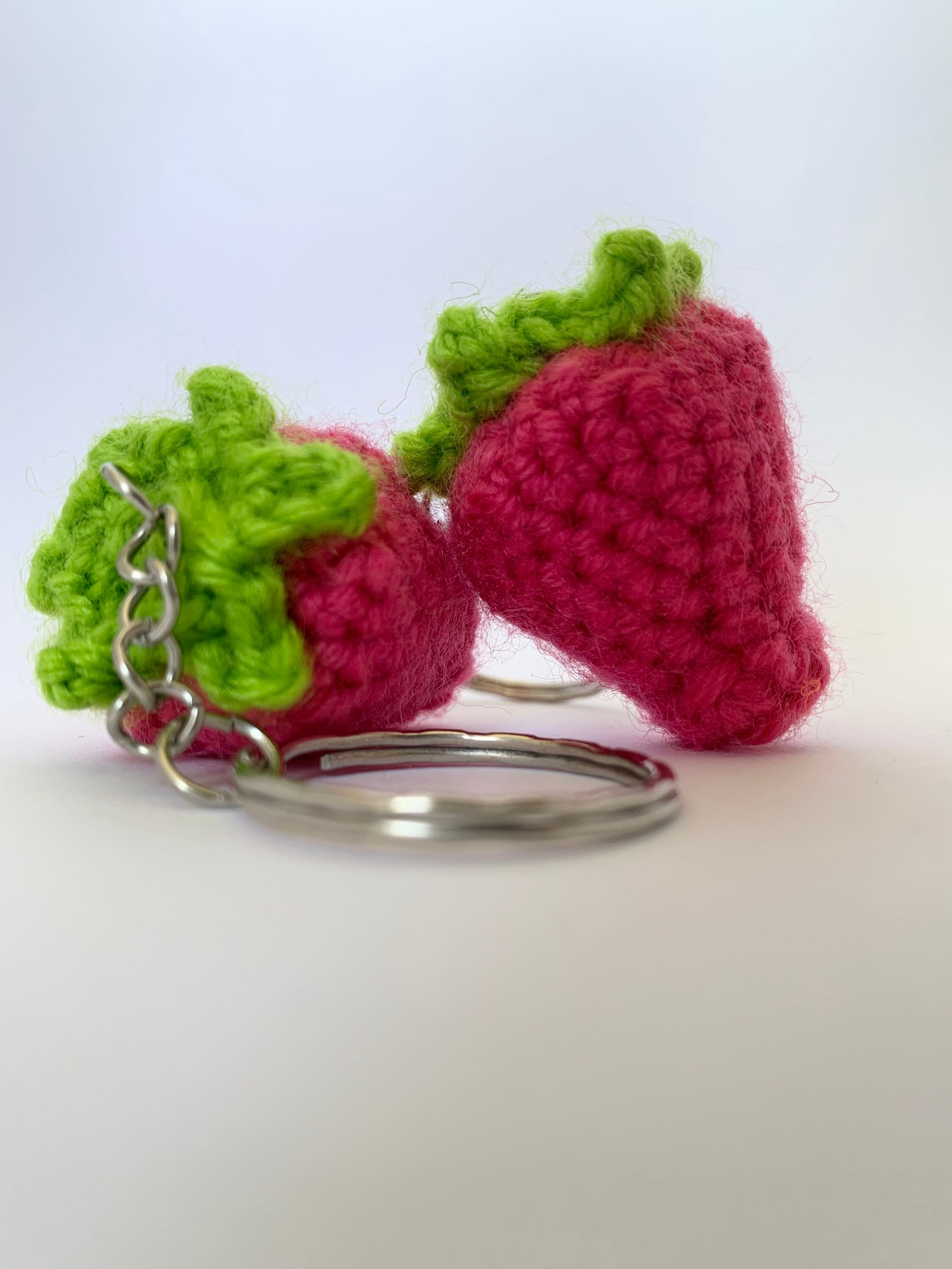 Crochet strawberry keyring Etsy