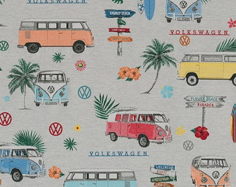 Volkswagen bus furniture fabric, jacquard fabric, VW bus, price per half meter, VW retro fabric