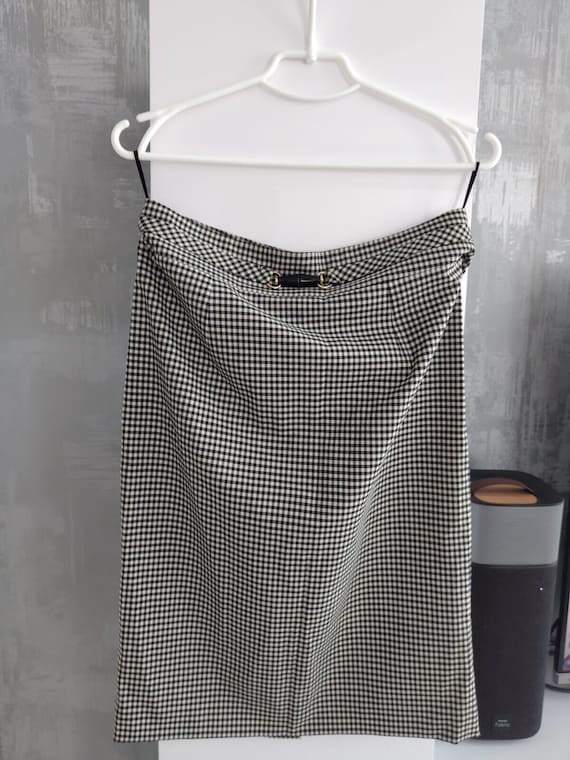 Gucci by Tom Ford Wool Black White Plaid Skirt Bam