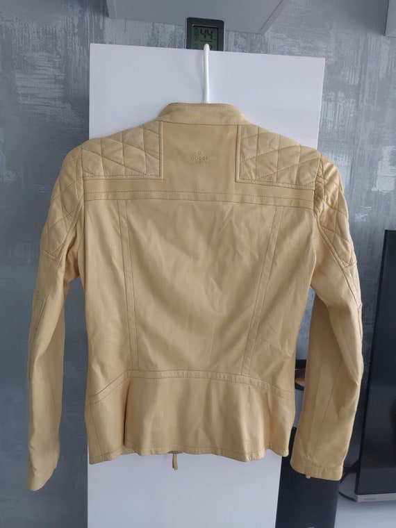 Gucci Soft Nappa Pale Yellow Zip Leather Bomber J… - image 2