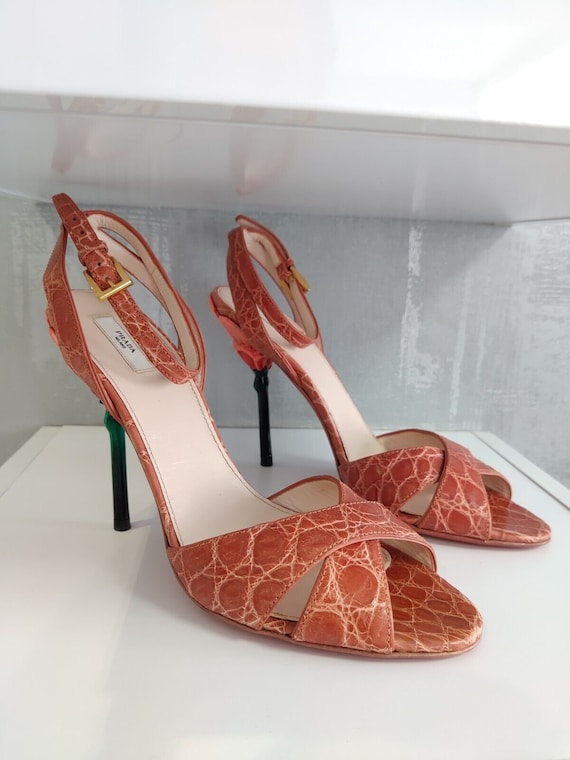 値下げ PRADA FLOWERパンプス 950 Prada GOLD/PLATINO Sandal CALZATURE DONNA FLOWER HEEL