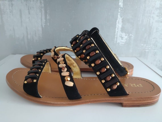 Prada Strappy Ankle Rhinestone Embellished Sandal… - image 10