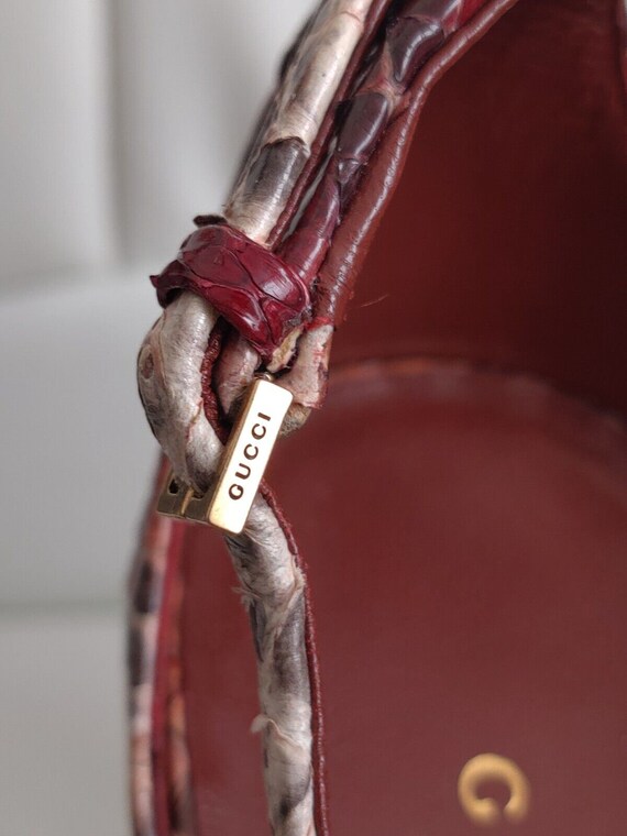 Gucci Python Mischa Ankle Strap Tassel Pumps Maro… - image 2