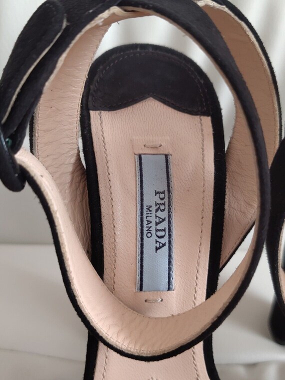 Prada Black Suede Platform Ankle Sandals Heels Sh… - image 10