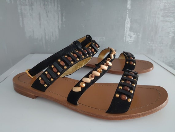 Prada Strappy Ankle Rhinestone Embellished Sandal… - image 1