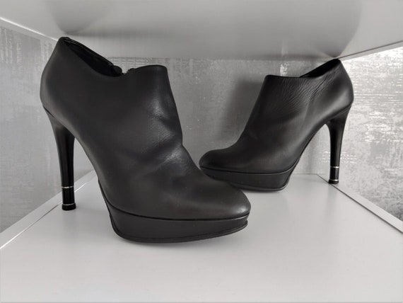 Christian Dior Ankle Bootie Leather Heels Platfor… - image 2