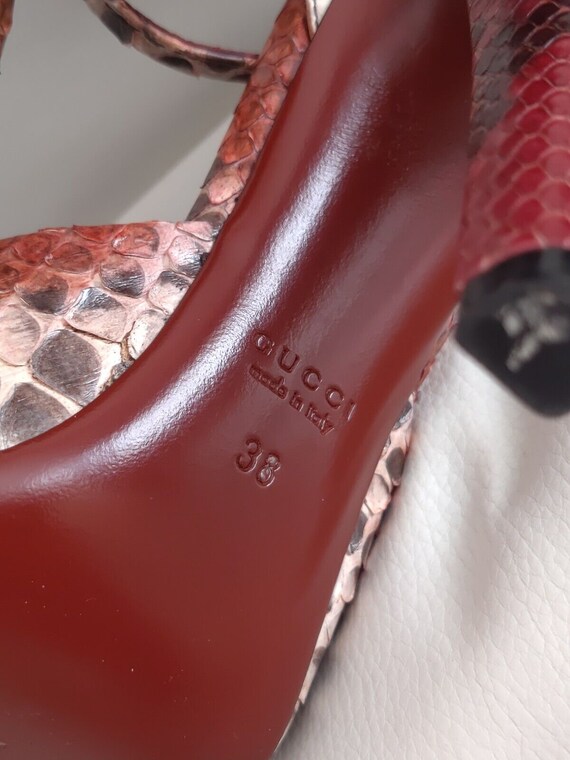 Gucci Python Mischa Ankle Strap Tassel Pumps Maro… - image 8