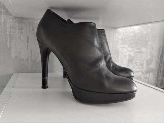 Christian Dior Ankle Bootie Leather Heels Platfor… - image 5