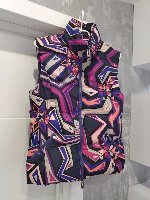 Emilio Pucci Italy Multicolor Nylon Down Vest Sle… - image 1