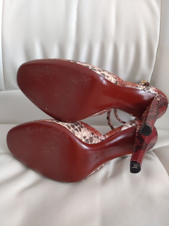 Gucci Python Mischa Ankle Strap Tassel Pumps Maro… - image 10