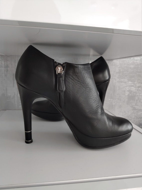Christian Dior Ankle Bootie Leather Heels Platfor… - image 3