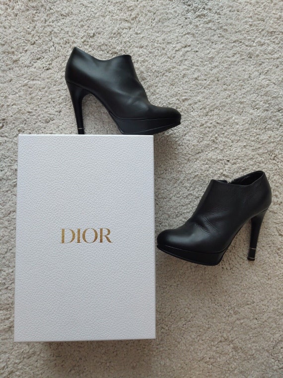 Christian Dior Ankle Bootie Leather Heels Platfor… - image 6