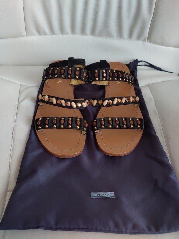 Prada Strappy Ankle Rhinestone Embellished Sandal… - image 5