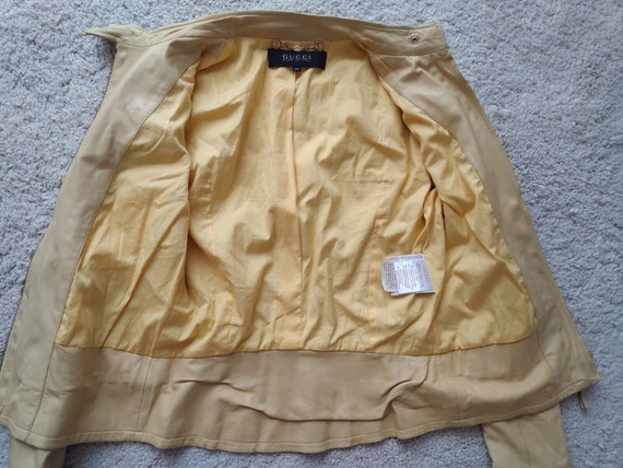 Gucci Soft Nappa Pale Yellow Zip Leather Bomber J… - image 5