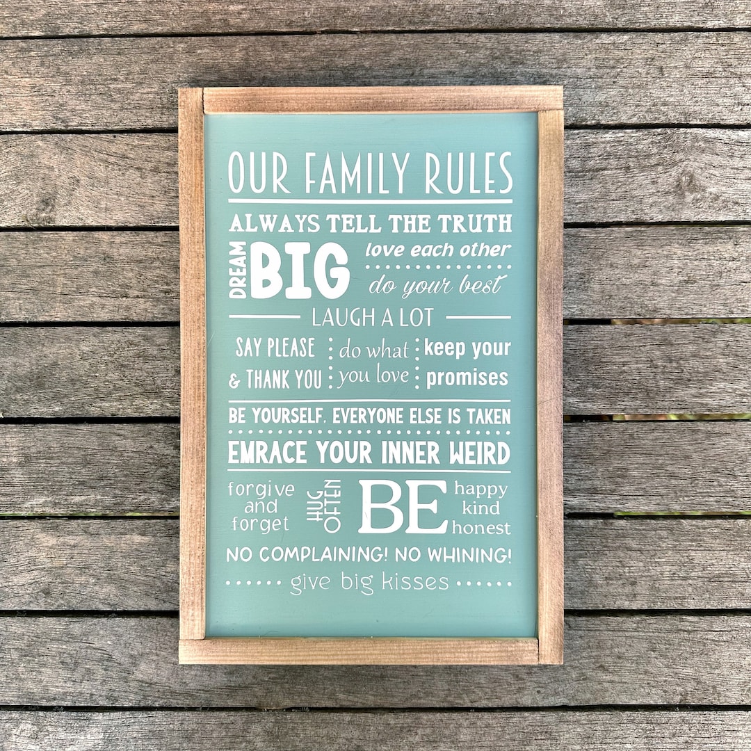 Family Rules Sign – Funny Wall Art for Home – Rustic Wood Decor ...