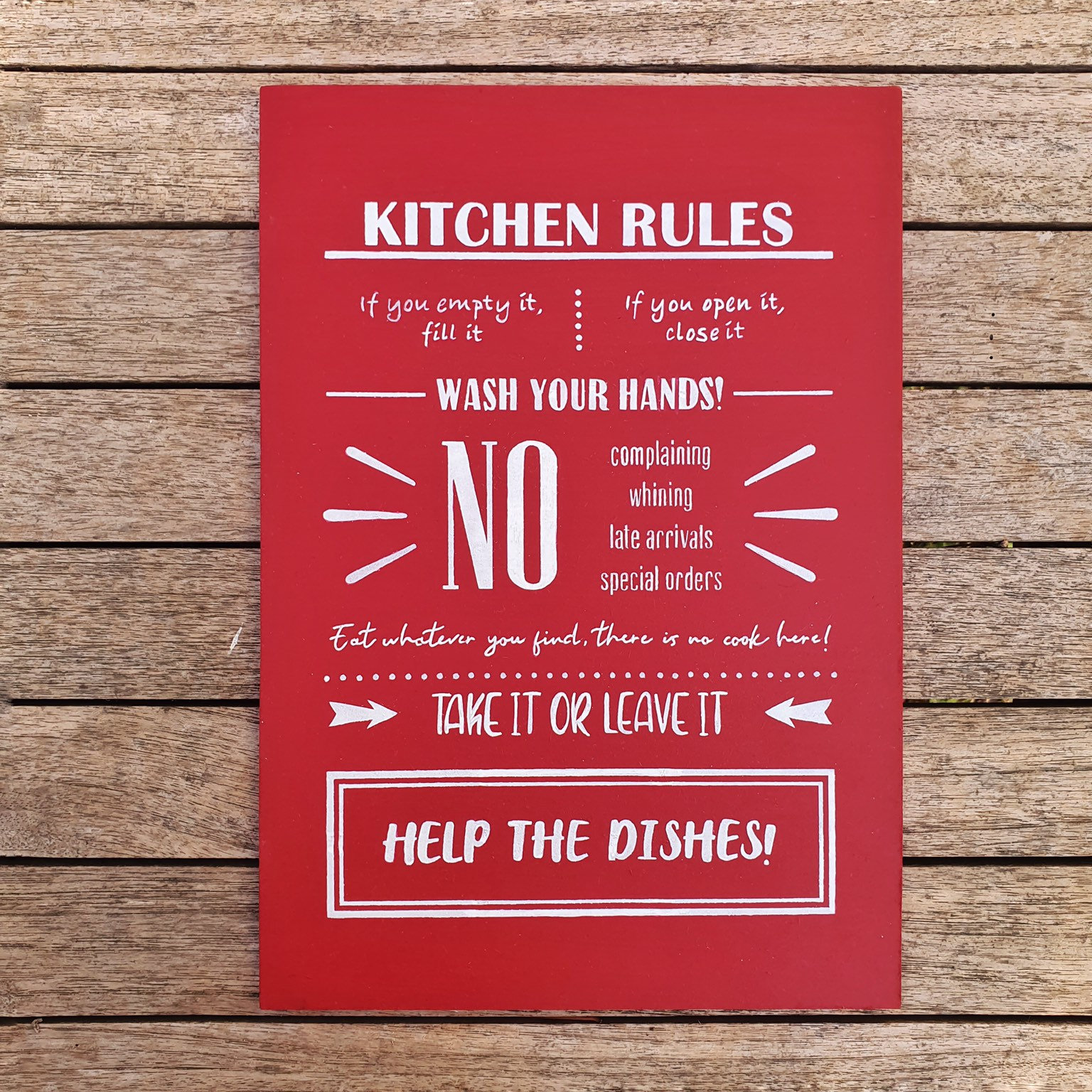 Kitchen Rules Kitchen Decor Custom Wood Signs Wall Hanging Etsy