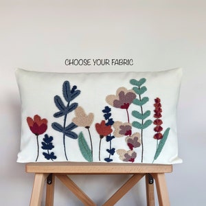 Punch Needle Pillow, Floral Pillow Cover, Custom Pillow Cover, Dorm Room Decor, Punch Needle Flower, Tufted Pillow, Punch Embroidery Flower