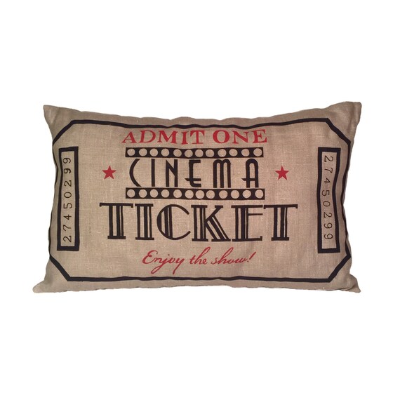 Cinema Decor Linen Cushion Pillows With Sayings Cinema Etsy