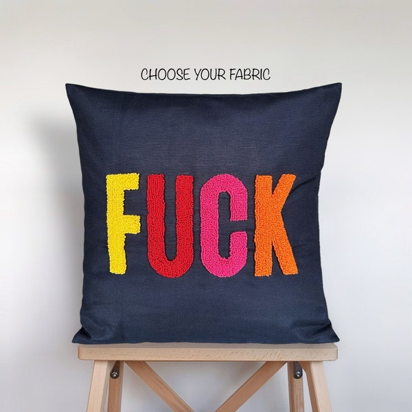 Dorm Room Decor, Fuck, Pillows With Sayings, Custom Pillow Cover, College Student Gift, Swear Words, Quote Cushion, Punch Needle Pillow