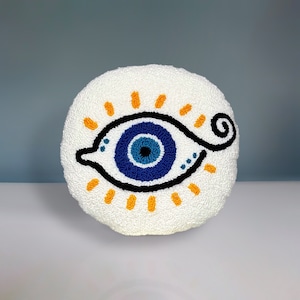 Evil Eye Punch Needle Pillow, Punch Needle Pillow, Evil Eye, Tuft Pillow, Dorm Room Decor, College Student Gift, Evil Eye Pillow, Hamsa Hand