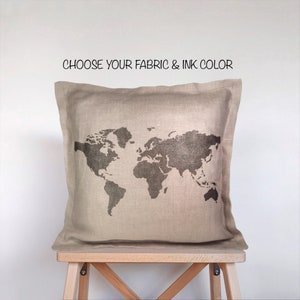 Funda de almohada personalizada, almohadas decorativas para sofá, almohada de mapa del mundo, decoración del dormitorio, decoraciones de viaje, cojín de granja, inspirador