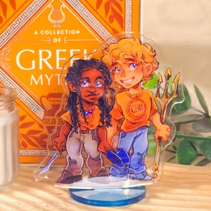 Mini suportes de acrílico Percy Jackson | Percy e Annabeth | Percy Jackson e os Olimpianos Decoração de livros para estantes para fãs de PJO