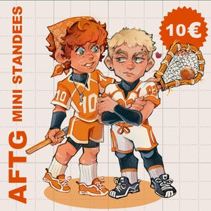 Preview image of a mini standees set of All for the game book characters Neil Jostein and Andrew Minyard. Andreil book merch from AFTG series