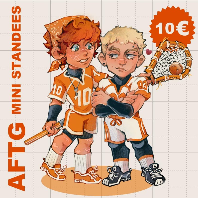 Preview image of a mini standees set of All for the game book characters Neil Jostein and Andrew Minyard. Andreil book merch from AFTG series